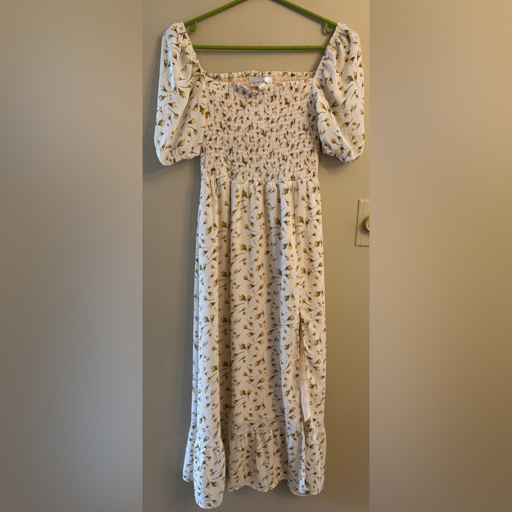 Elegant Smocked Floral Dress